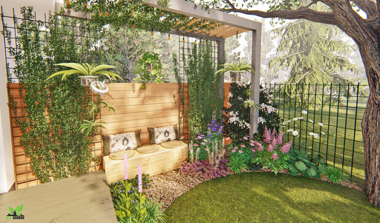 projekt ogrodu dla rodziny z domkiem
