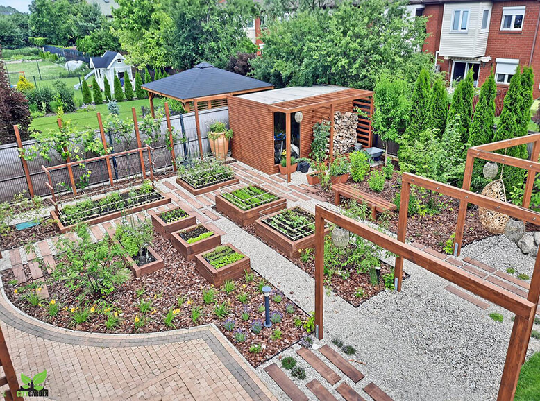 ogród z dużym warzywnikiem - projekt i realizacja