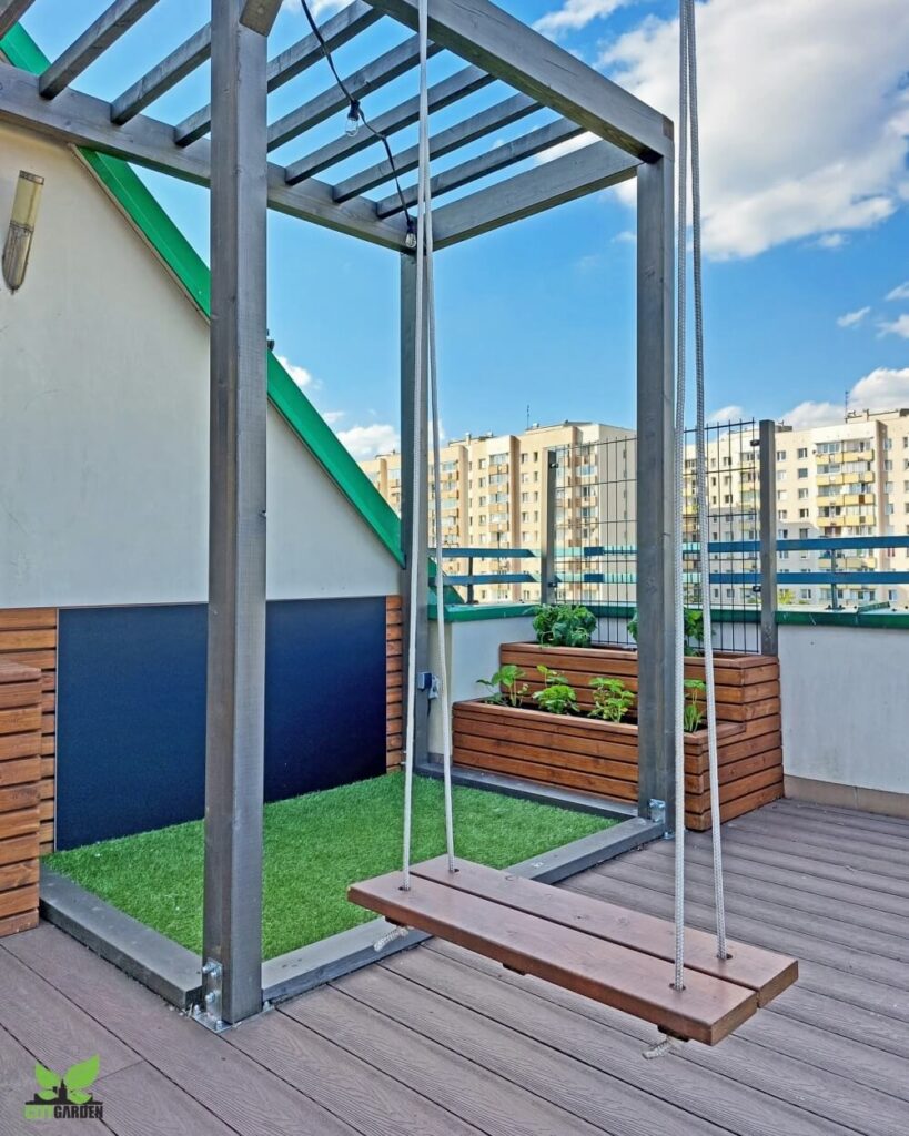 hustawka na tarasie sztuczna trawa citygarden