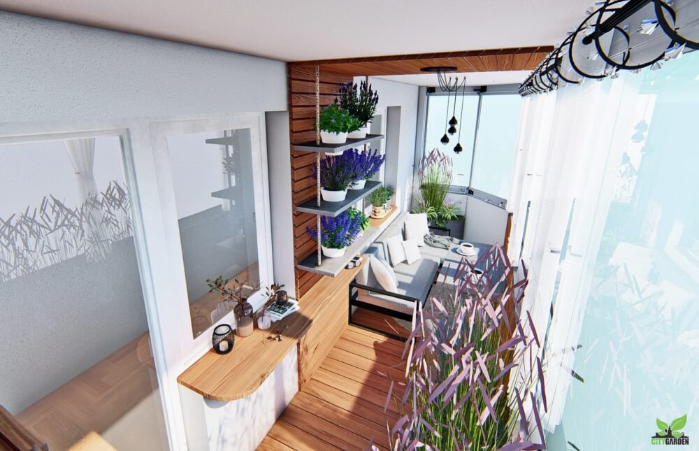 strefa wypoczynkowa na balkonie - projekt citygarden